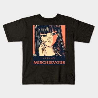Mischievous Anime Girl Kids T-Shirt